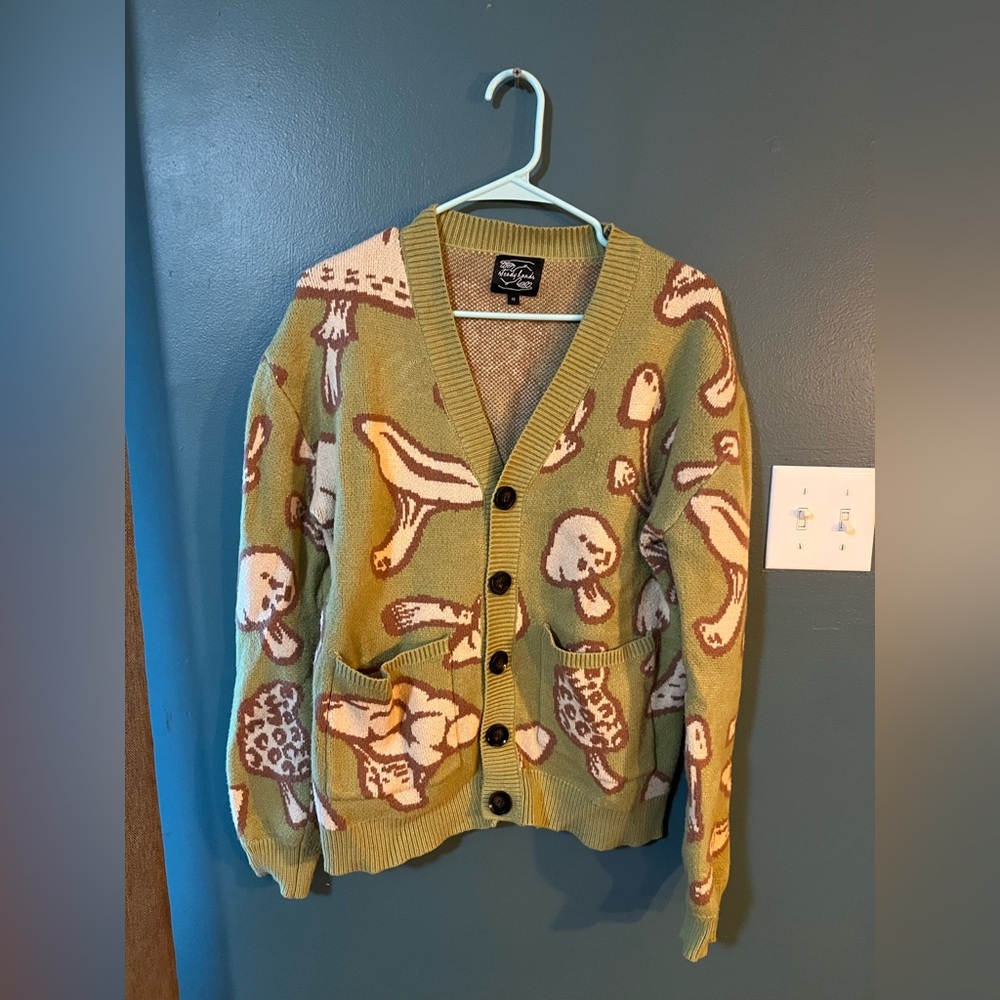 Steady Hands Mushroom Foraging Fungi Cardigan Sweater